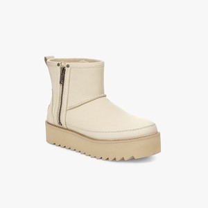 Ugg Classic Rebel Biker Mini Läder Klassiska Stövlar Dam Vita (139526ZOX)